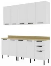 Armário Cozinha 4 Peças Balcão Tampo CP6A Zaya Branco/Carvalho T01 - M