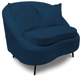 Poltrona Decorativa Orgânica Pé Ferro Preto Zaya Bouclê C05 - D'Rossi - Azul