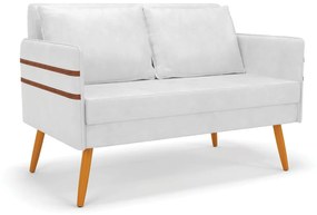 Namoradeira 02 Lugares Mari Corano Pés Palito Castanho D03 - D'Rossi - Branco