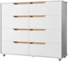Cômoda Para Quarto 8 Gavetas 136cm Doble Flex Branco/Freijó - Albatroz