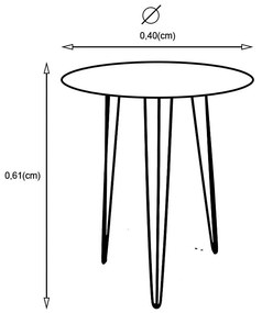 Mesa Lateral Decorativa Sandy Pés Hairpin Legs Preto Tampo Azul