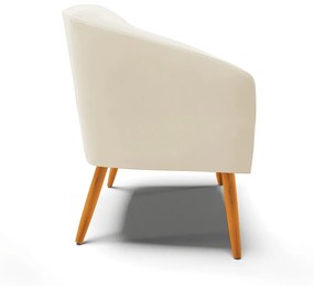 Poltrona Decorativa Pé Palito Castanho Stella Veludo D03 - D'Rossi - Bege