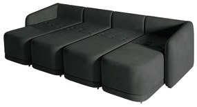 Sofá Cama Modulado Retrátil e Reclinável Decorativo Varsóvia 436cm Veludo Cinza Chumbo G33 - Gran Belo
