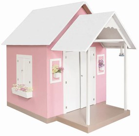 Casinha de Brinquedo Artesanal MDF com Telhado Branco/Rosa L12 - Gran Belo