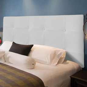 Painel Luna Para Cama Box King 193 cm Corino Branco - D'Rossi
