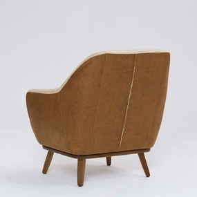 Poltrona Decorativa Pauline D07 Corano Terracota e Linho Marfim - D'Rossi