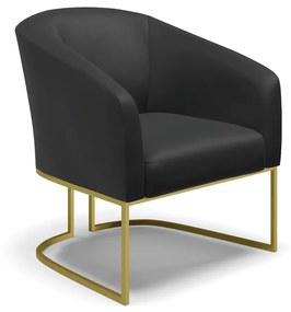 Namoradeira e 2 Poltronas Industrial Dourado Stella Sintético D03 - D'Rossi - Preto