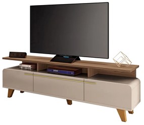 Rack para Sala Bancada de TV 70 Pol 200cm Zuri 2.0 Castanho/Off White H01 - D'Rossi