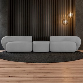 Sofá Versátil Sala de Estar Egito 322cm Modulado Veludo Cinza G52 - Gran Belo