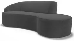 Sofá Living 2 Lugares 180cm Braço Esquerdo Mozart D06 Bouclê Chumbo -