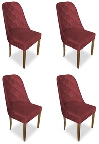 kit com 4 Cadeiras de Jantar Dublin Suede Vermelho