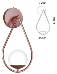 Arandela Gota Globo 21X16X37Cm Metal E Globo Ø12Cm 01Xg9 |Old Artisan... (ONIX, AMBAR)