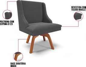 Cadeira Sala de Jantar Giratória MM35 kit 2 Liz Bouclê D03 - D'Rossi - Grafite