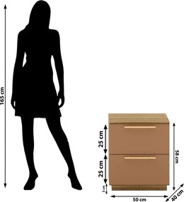 Mesa Cabeceira Quarto 50cm com 2 Gavetas Magna Nature/Camarim V01 - D'Rossi