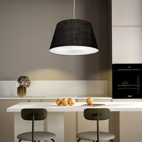 Lustre Pendente Cone Md-4021 Cúpula em Tecido 21/40x30cm Preto - Bivolt