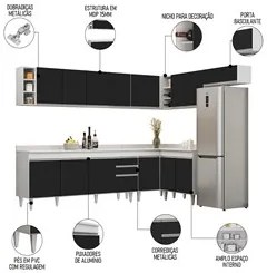 Armário de Cozinha Modulado de Canto 8 Peças CP25 Balcão sem Tampo Bra