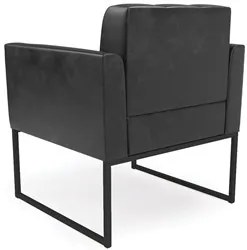 Poltrona Decorativa Base Industrial Preto Ana Sintético PU Preto- Ibiz