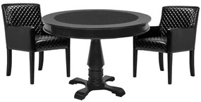 Mesa de Jogos Carteado Redonda Victoria Tampo Reversível Preto com 2 Cadeiras Liverpool Corino Preto Matelassê G36 G15 - Gran Belo