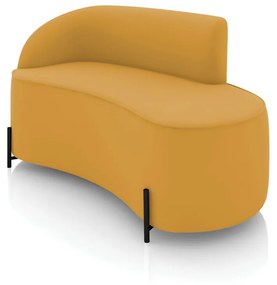 Sofá 2 Lugares Orgânico 140cm Pé Ferro Preto Morgan Veludo D03 - D'Rossi - Mostarda