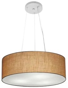 Lustre Pendente Cilíndrico Md-4184 Cúpula em Tecido 45x15cm Palha - Bivolt