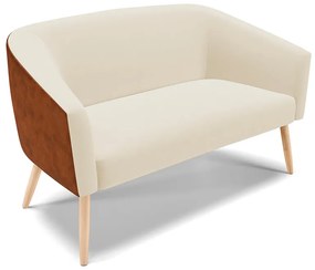 Sofá Namoradeira e Poltrona Pé Palito Natural Stella Nozes/Linho Bege D03 - D'Rossi