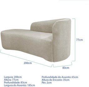 Kit Divã Recamier Orgânico França 200cm Lado Esquerdo e Poltrona Amore Linho
