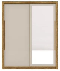 Guarda Roupa Com Espelho Dubai 2 Portas De Correr Nature/Fendi - Vila Rica Móveis
