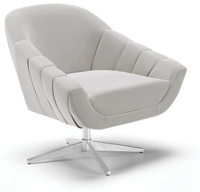 Poltrona Giratória Giovana Veludo Base Cromada D01 - D?Rossi - Cinza