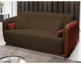 Sofá 3 Lugares Liverpool 1,90 m Compose Corino Ocre/Marrom - Decorar Estofados
