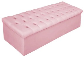 Recamier Baú Estofada Mel 140 cm Casal Com Capitonê Suede Rosa Bebê - ADJ Decor