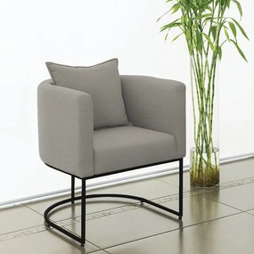 Kit 02 Poltronas Paola Linho Base Metálica Preto D03 - D'Rossi - Grafite