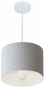 Lustre Pendente Cilíndrico Md-4054 Cúpula em Tecido 30x21cm Rustico Cinza - Bivolt