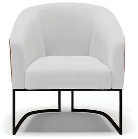 Poltrona Decorativa Industrial Preta Stella Nozes/Linho Cinza D03 - D'Rossi