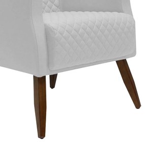 Kit 2 Poltronas Decorativa Nagoya Pés Madeira PU Sintético Branco G15 - Gran Belo