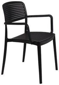 Cadeira Tramontina Serena com Braços Preto Empilhável em Polipropileno com Proteção Antimicrobiana