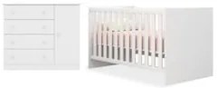 Berço Americano Mini Cama e Cômoda Com Porta Doce Sonho Branco - Qmovi