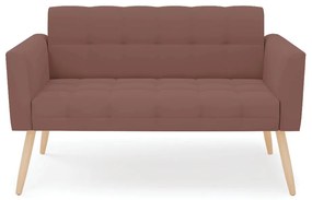 Sofá Namoradeira Elisa Veludo Pés Palito Natural - D'Rossi - Rose