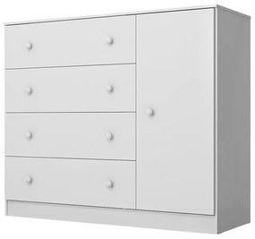 Cômoda Infantil com Sapateira Isis 1 Porta 4 Gavetas Branco - Incorplac