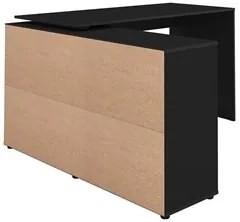 Mesa Escrivaninha em L Eron e Gaveteiro com Rodízios Mity A06 Preto -