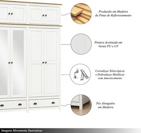 Guarda Roupa Bipartido 12 Portas Madeira Maciça Osiris Branco/Freijó - G74 - Gran Belo