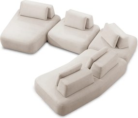 Sofá Sala de Estar Modulado Design Moderno 615cm Pés de Madeira Appa Veludo Bege G93 - Gran Belo