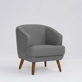 Poltrona Decorativa Milão D07 Pés Madeira Linho Mescla Cinza - D'Rossi
