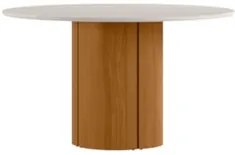 Mesa de Jantar Redonda 135cm 6 Lugares Flex Zuni Ypê/Off N02 - Mpozena