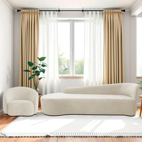 Kit Divã Recamier Orgânico França 250cm Lado Esquerdo e Poltrona Amore Bouclé