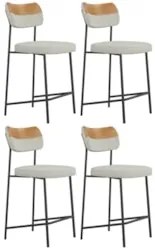 Banqueta Cozinha Média Kit 4 Milli Linho Caramelo/Cinza A14 - Mpozenat