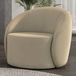 Poltrona Sala Decorativa Redonda 91cm Steve Suede Marrom Rt I01  - Mpo