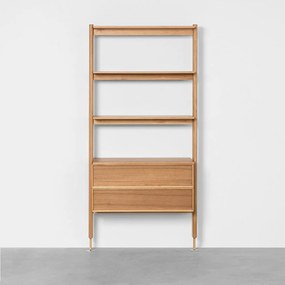Estante Nori de Parede 2 Gavetas Natural - 90cmx1,90m