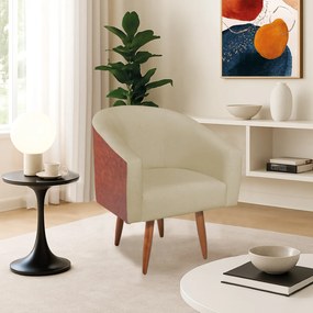 Poltrona Jade Decorativa Moderna Sala de Estar Quarto Escritório Conforto Corano Nozes e Suede Pés Palito