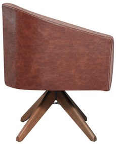 kit 02 Poltronas Luiza Base Giratória de Madeira Corano Nozes e Linho Rosê - ADJ Decor