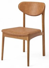 Cadeira Paiva Champagne Estofada Tec. Corino Caramelo - 76848 Sun House
